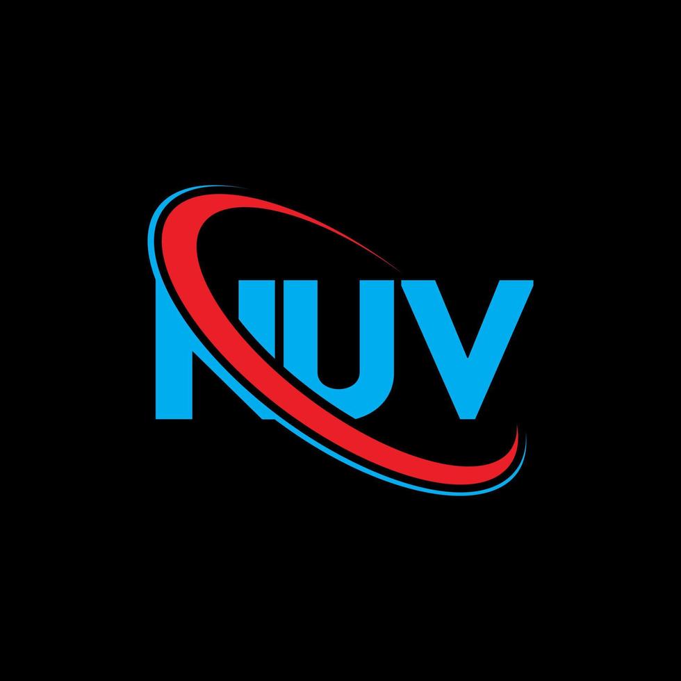 logo nuv. lettera nuv. design del logo della lettera nuv. iniziali nuv logo legate da cerchio e logo monogramma maiuscolo. tipografia nuv per il marchio tecnologico, commerciale e immobiliare. vettore