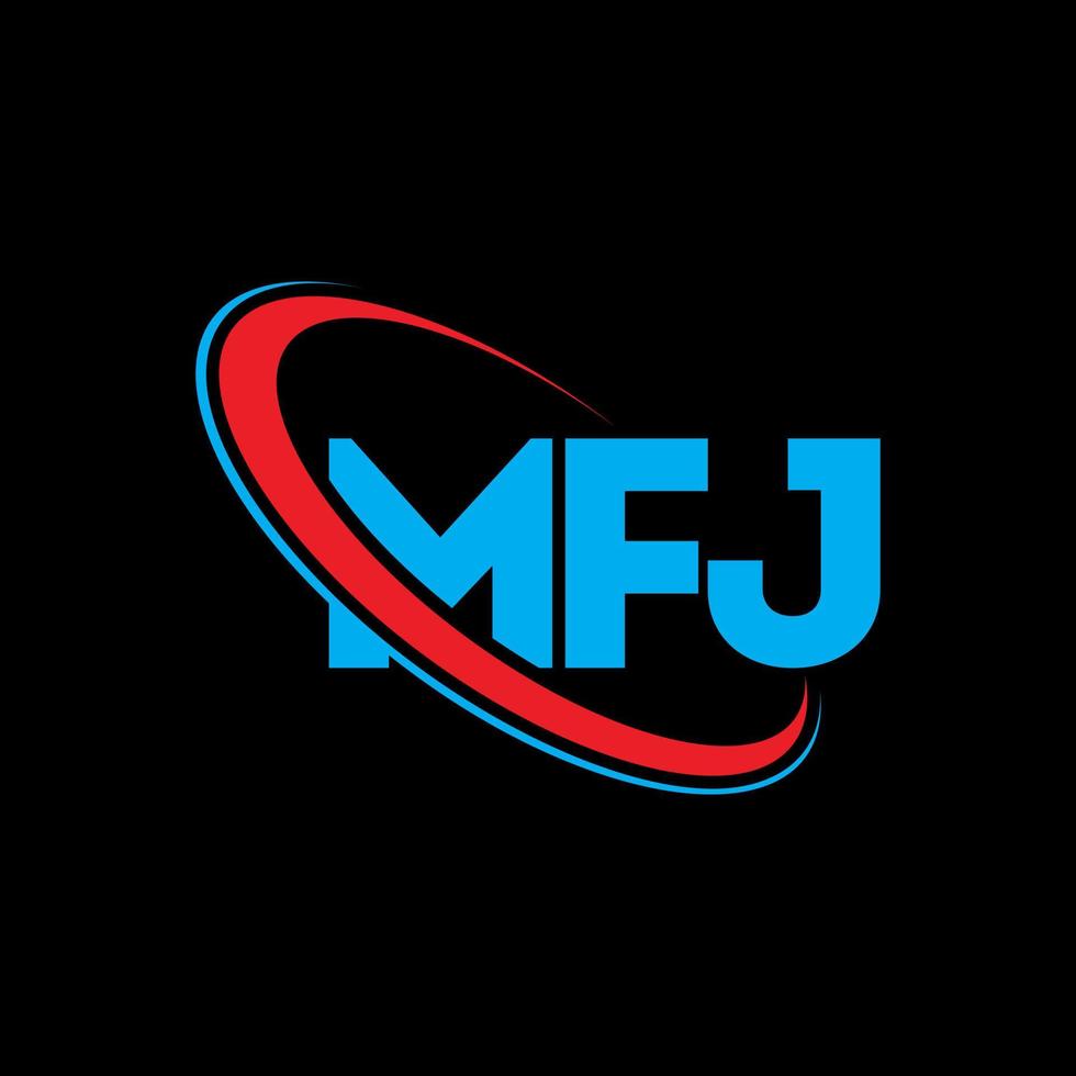 logo mfj. lettera mfj. design del logo della lettera mfj. iniziali logo mfj legate da cerchio e logo monogramma maiuscolo. tipografia mfj per il marchio tecnologico, commerciale e immobiliare. vettore