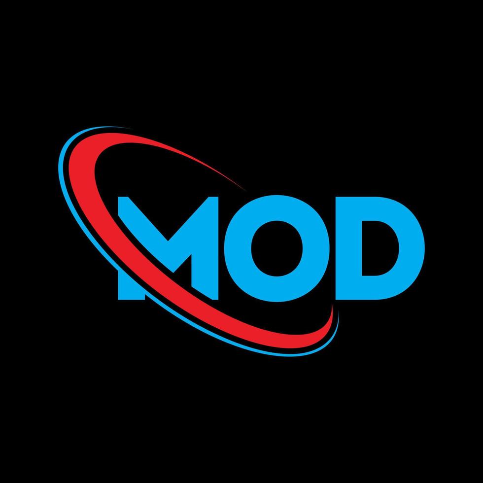 logo mod. lettera mod. design del logo della lettera mod. iniziali logo mod legate a cerchio e logo monogramma maiuscolo. tipografia mod per marchio tecnologico, aziendale e immobiliare. vettore