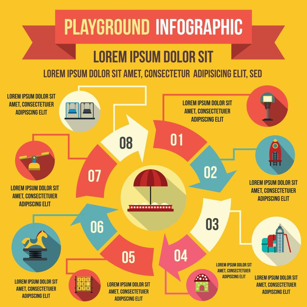 elementi di infografica parco giochi, stile piatto vettore