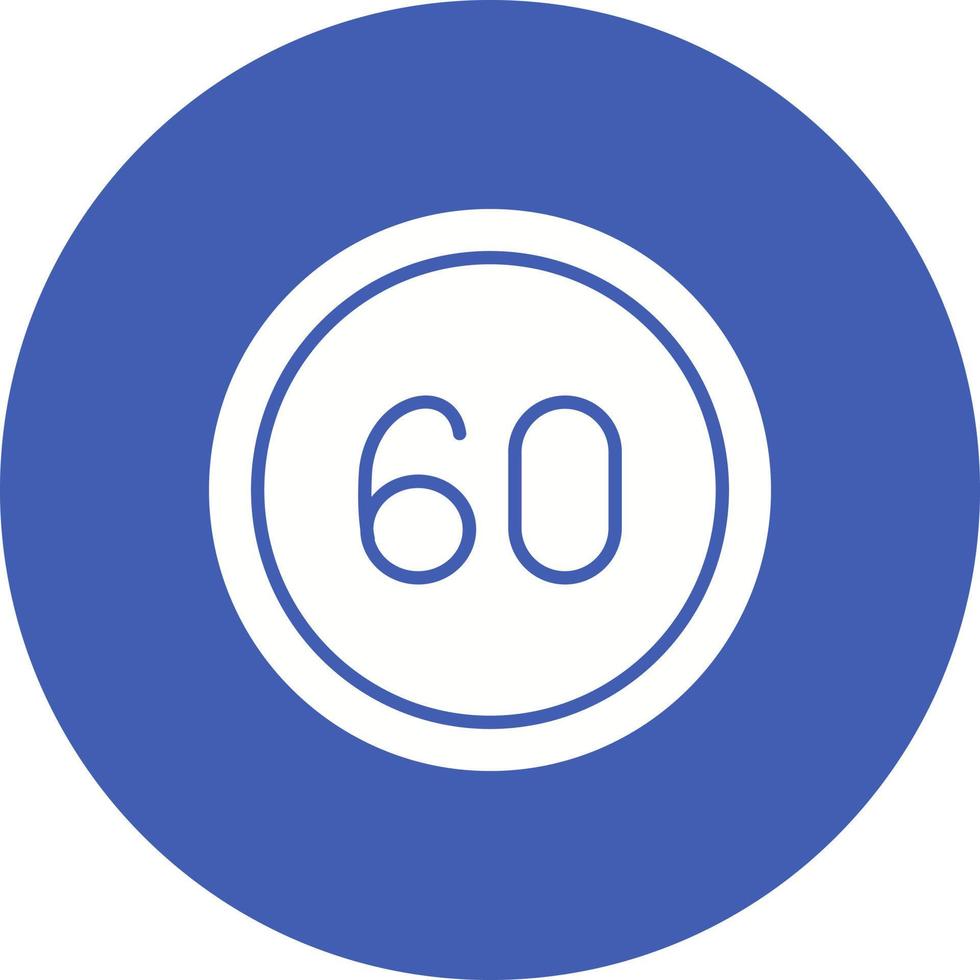 Icona di sfondo del cerchio del glifo con limite di velocità 60 vettore