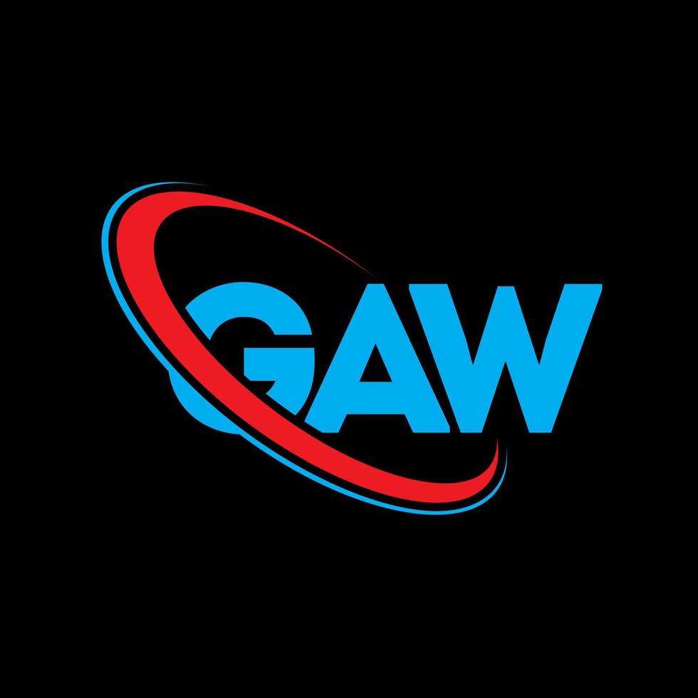 logo gaw. lettera di gaw. design del logo della lettera gaw. iniziali gaw logo collegate con cerchio e logo monogramma maiuscolo. tipografia gaw per il marchio tecnologico, commerciale e immobiliare. vettore