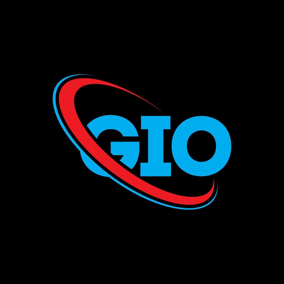 gio logo. gio lettera. disegno del logo della lettera gio. iniziali gio logo abbinate a cerchio e logo monogramma maiuscolo. tipografia gio per il marchio tecnologico, aziendale e immobiliare. vettore