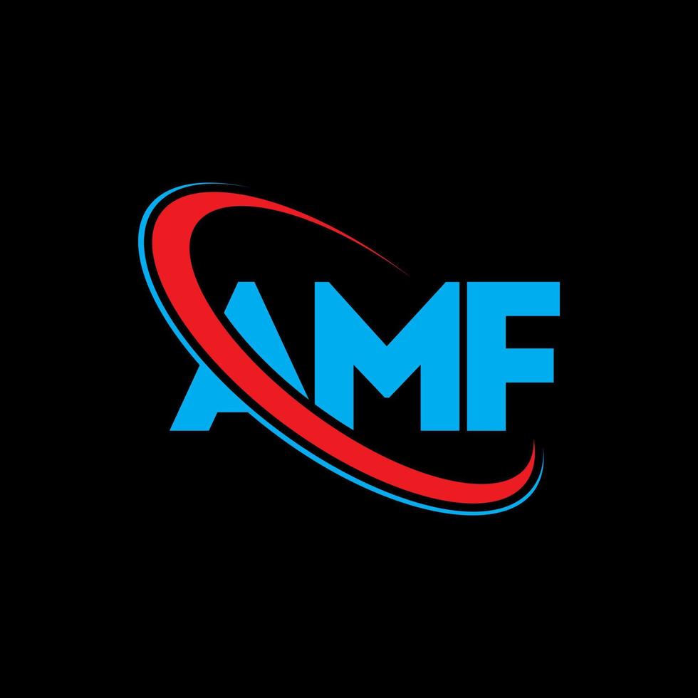 logo amf. lettera amf. design del logo della lettera amf. iniziali logo amf legate da cerchio e logo monogramma maiuscolo. tipografia amf per il marchio tecnologico, commerciale e immobiliare. vettore