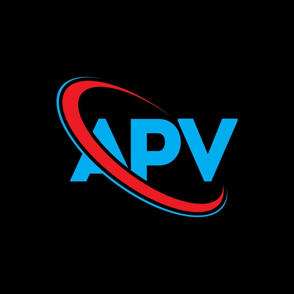 logo apv. lettera apv. design del logo della lettera apv. iniziali apv logo collegate con cerchio e logo monogramma maiuscolo. tipografia apv per il marchio tecnologico, commerciale e immobiliare. vettore