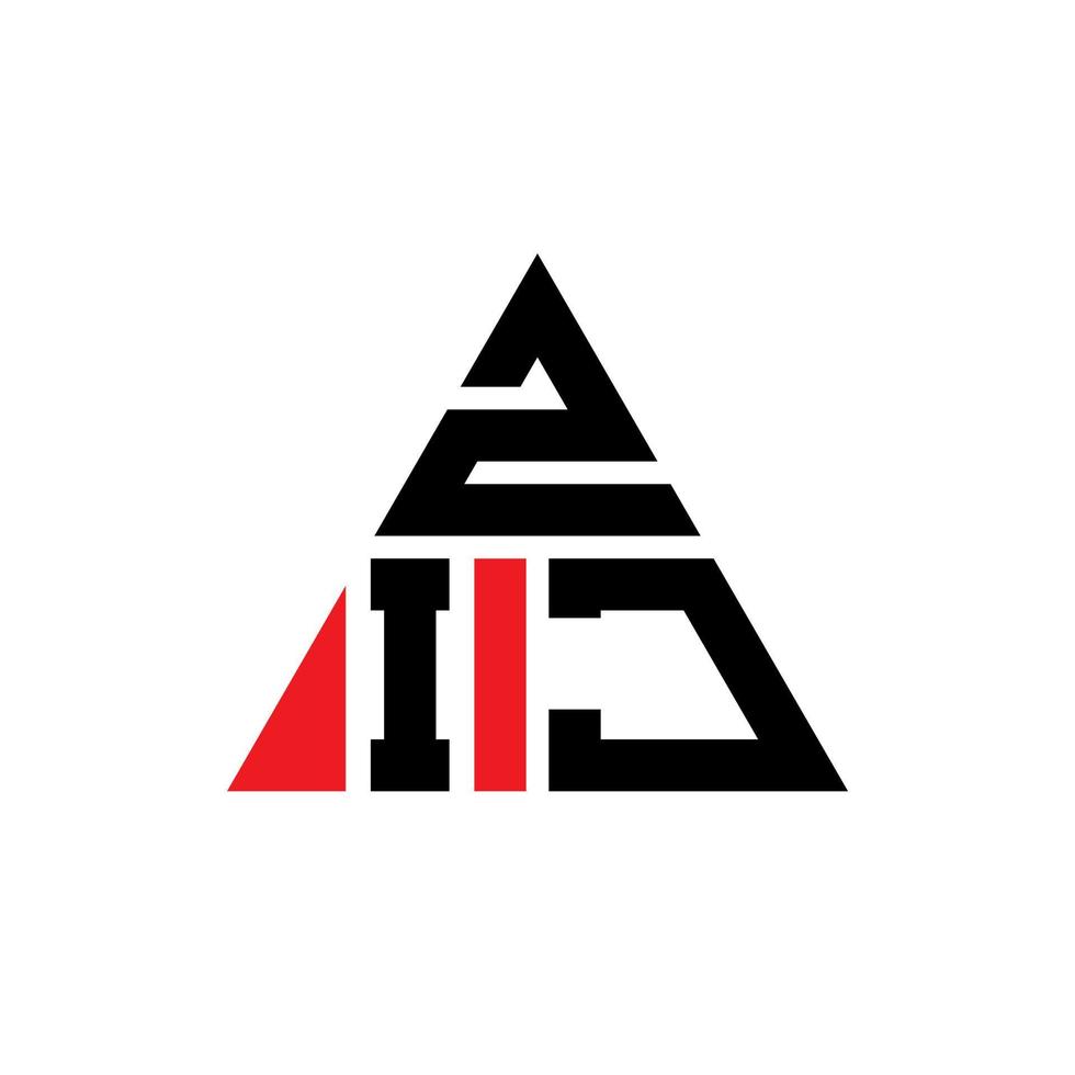 zij triangolo lettera logo design con forma triangolare. zij triangolo logo design monogramma. modello di logo vettoriale triangolo zij con colore rosso. zij logo triangolare logo semplice, elegante e lussuoso.