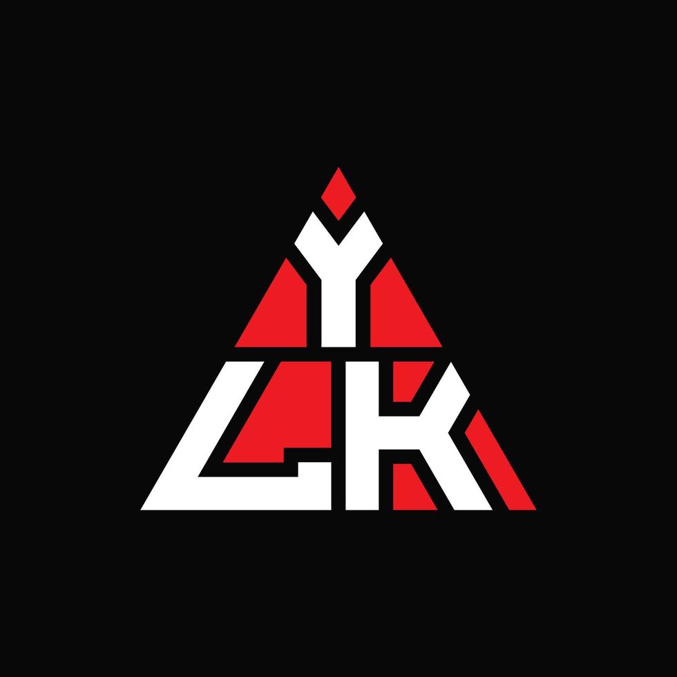design del logo della lettera del triangolo ylk con forma triangolare. monogramma di design con logo triangolo ylk. modello di logo vettoriale triangolo ylk con colore rosso. logo triangolare ylk logo semplice, elegante e lussuoso.