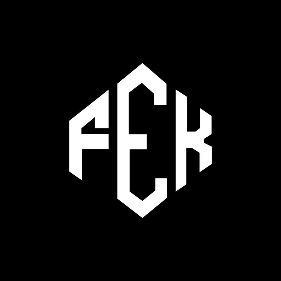 design del logo della lettera fek con forma poligonale. fek poligono e design del logo a forma di cubo. fek esagono logo modello vettoriale colori bianco e nero. monogramma fek, logo aziendale e immobiliare.