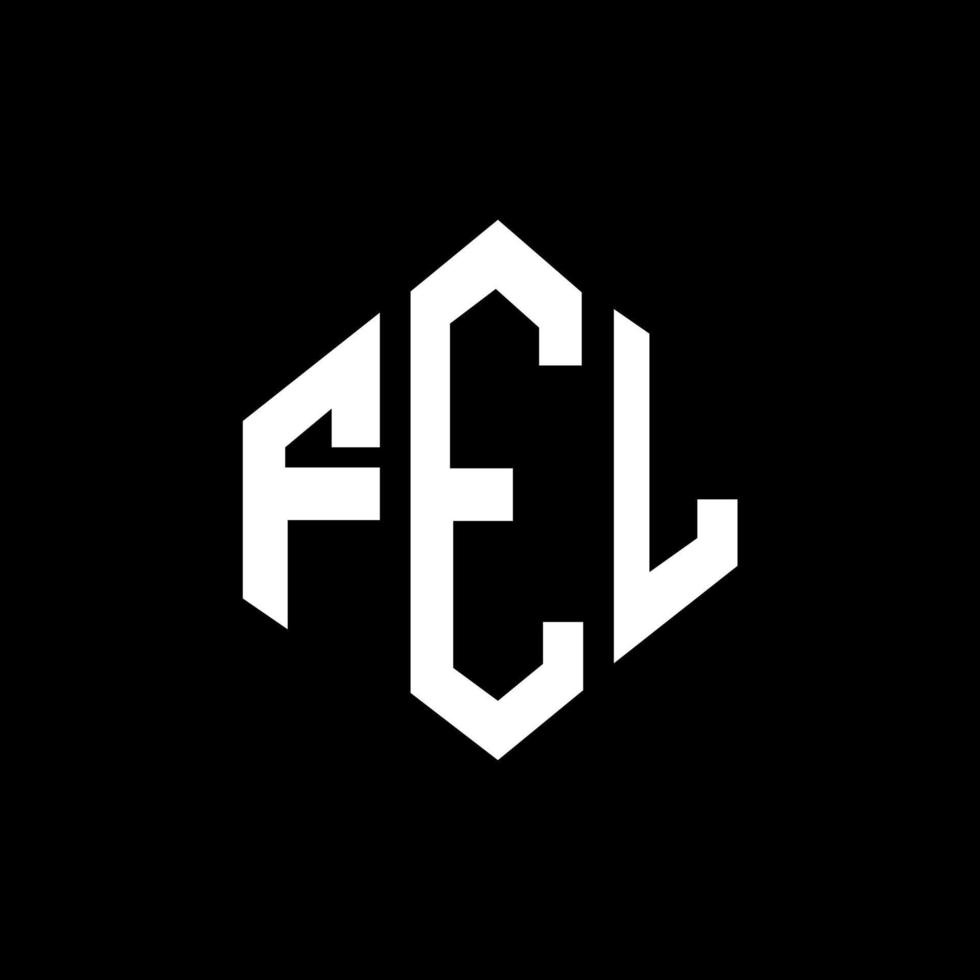 fel lettera logo design con forma poligonale. fel poligono e design del logo a forma di cubo. colori bianco e nero del modello di logo di vettore di esagono fel. fel monogramma, logo aziendale e immobiliare.