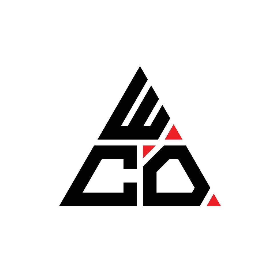 logo della lettera triangolare wco con forma triangolare. Monogramma di design del logo del triangolo wco. modello di logo vettoriale triangolo wco con colore rosso. logo triangolare wco logo semplice, elegante e lussuoso. wco