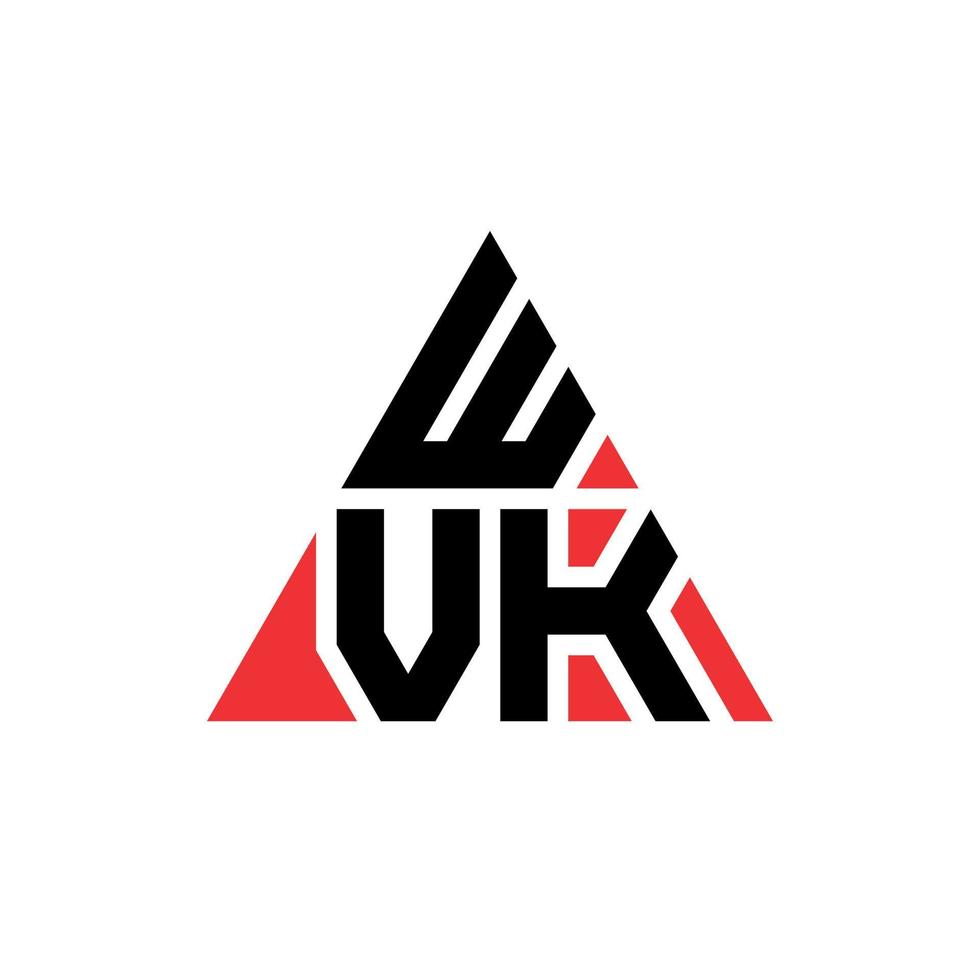 design del logo della lettera del triangolo wvk con forma triangolare. wvk triangolo logo design monogramma. modello di logo vettoriale triangolo wvk con colore rosso. logo triangolare wvk logo semplice, elegante e lussuoso.