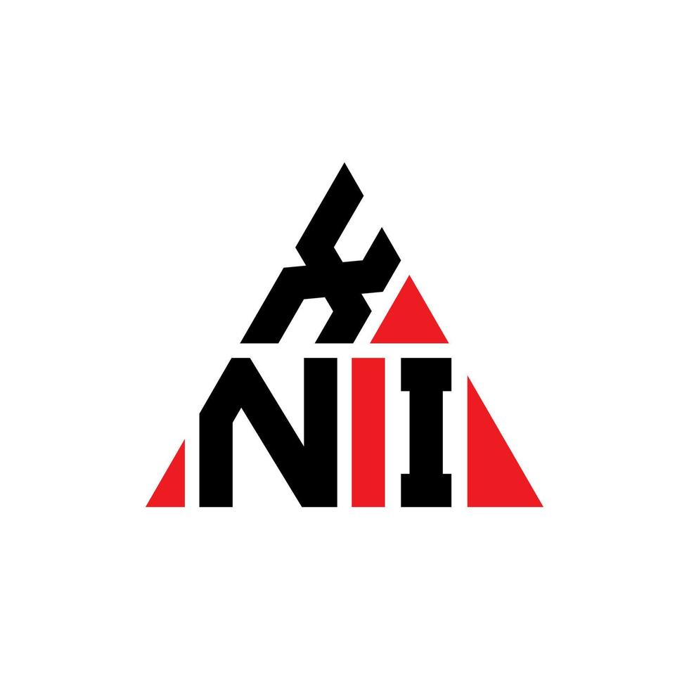 xni triangolo logo design lettera con forma triangolare. monogramma del design del logo del triangolo xni. modello di logo vettoriale triangolo xni con colore rosso. logo triangolare xni logo semplice, elegante e lussuoso.