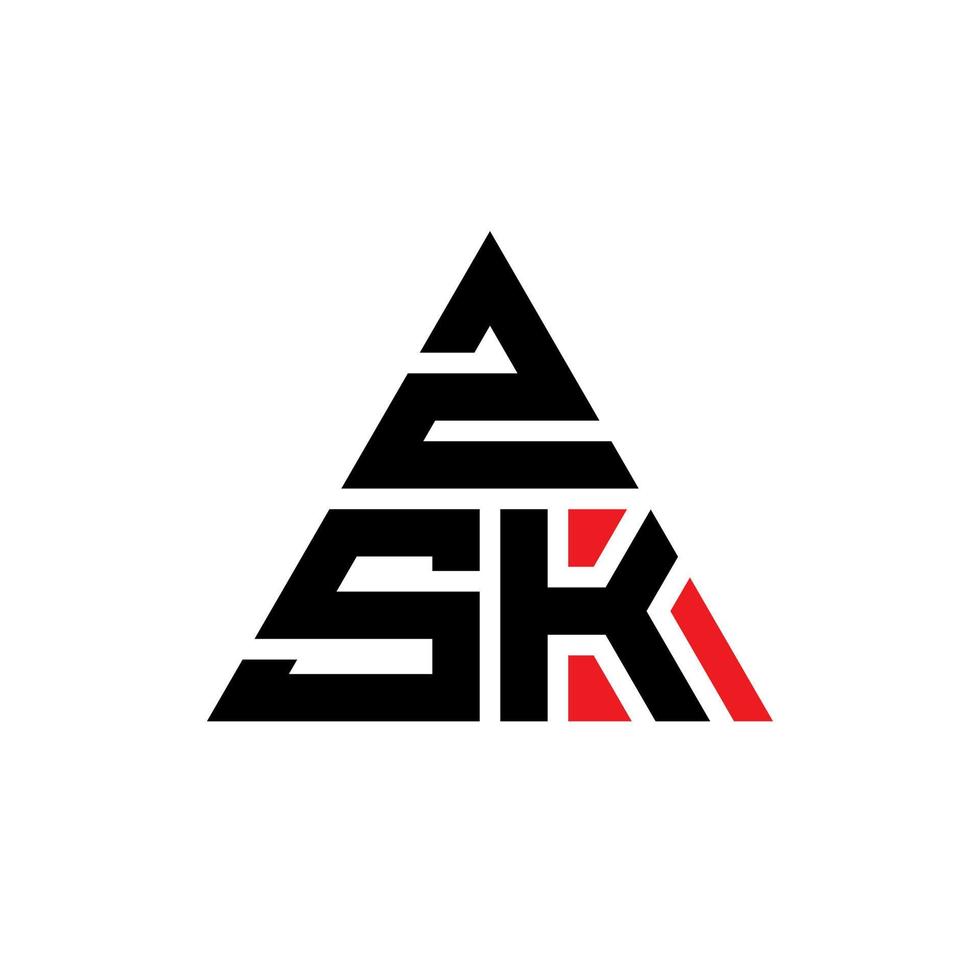 logo della lettera triangolare zsk con forma triangolare. zsk triangolo logo design monogramma. modello di logo vettoriale triangolo zsk con colore rosso. logo triangolare zsk logo semplice, elegante e lussuoso.