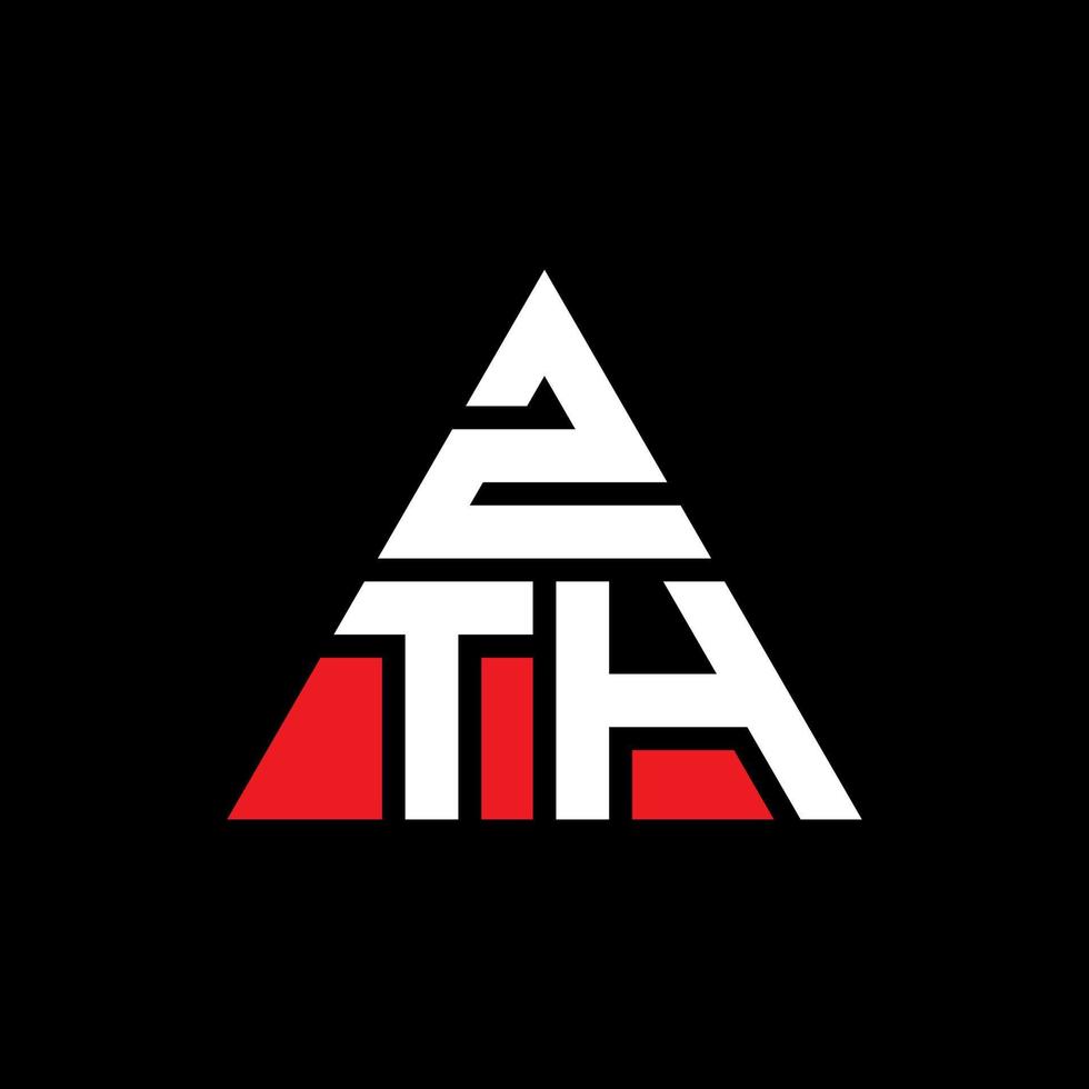 zth triangolo logo design lettera con forma triangolare. zth triangolo logo design monogramma. modello di logo vettoriale triangolo zth con colore rosso. zth logo triangolare logo semplice, elegante e lussuoso.