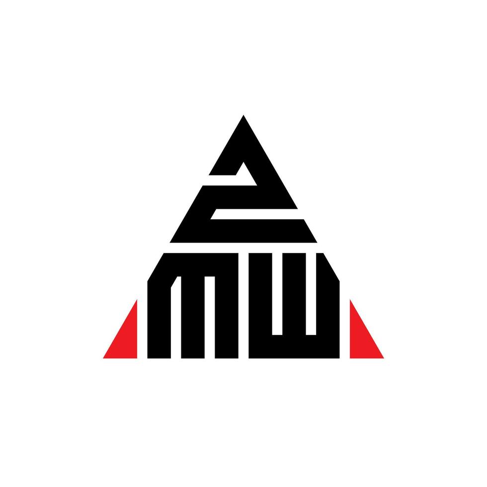 design del logo della lettera triangolare zmw con forma triangolare. zmw triangolo logo design monogramma. modello di logo vettoriale triangolo zmw con colore rosso. zmw logo triangolare logo semplice, elegante e lussuoso.