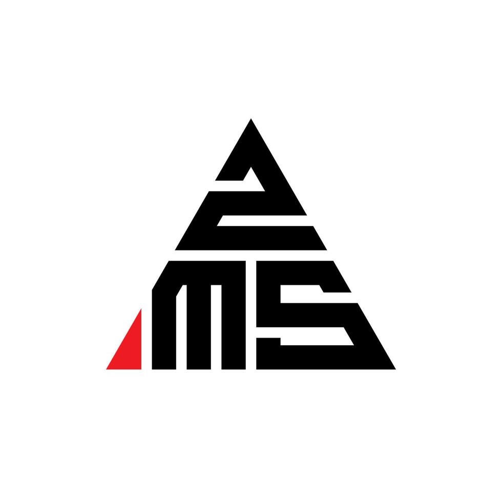 design del logo della lettera del triangolo zms con forma triangolare. zms triangolo logo design monogramma. modello di logo vettoriale triangolo zms con colore rosso. logo triangolare zms logo semplice, elegante e lussuoso.
