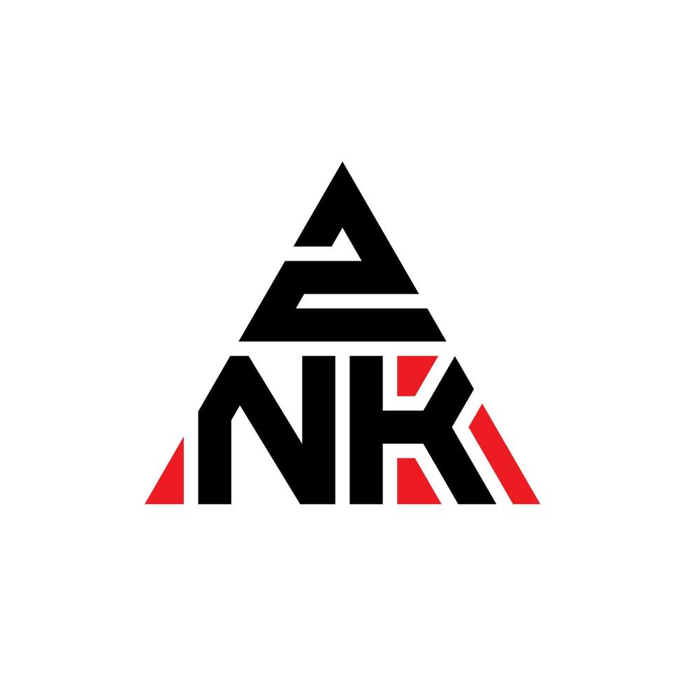 design del logo della lettera del triangolo znk con forma triangolare. znk triangolo logo design monogramma. modello di logo vettoriale triangolo znk con colore rosso. logo triangolare znk logo semplice, elegante e lussuoso.