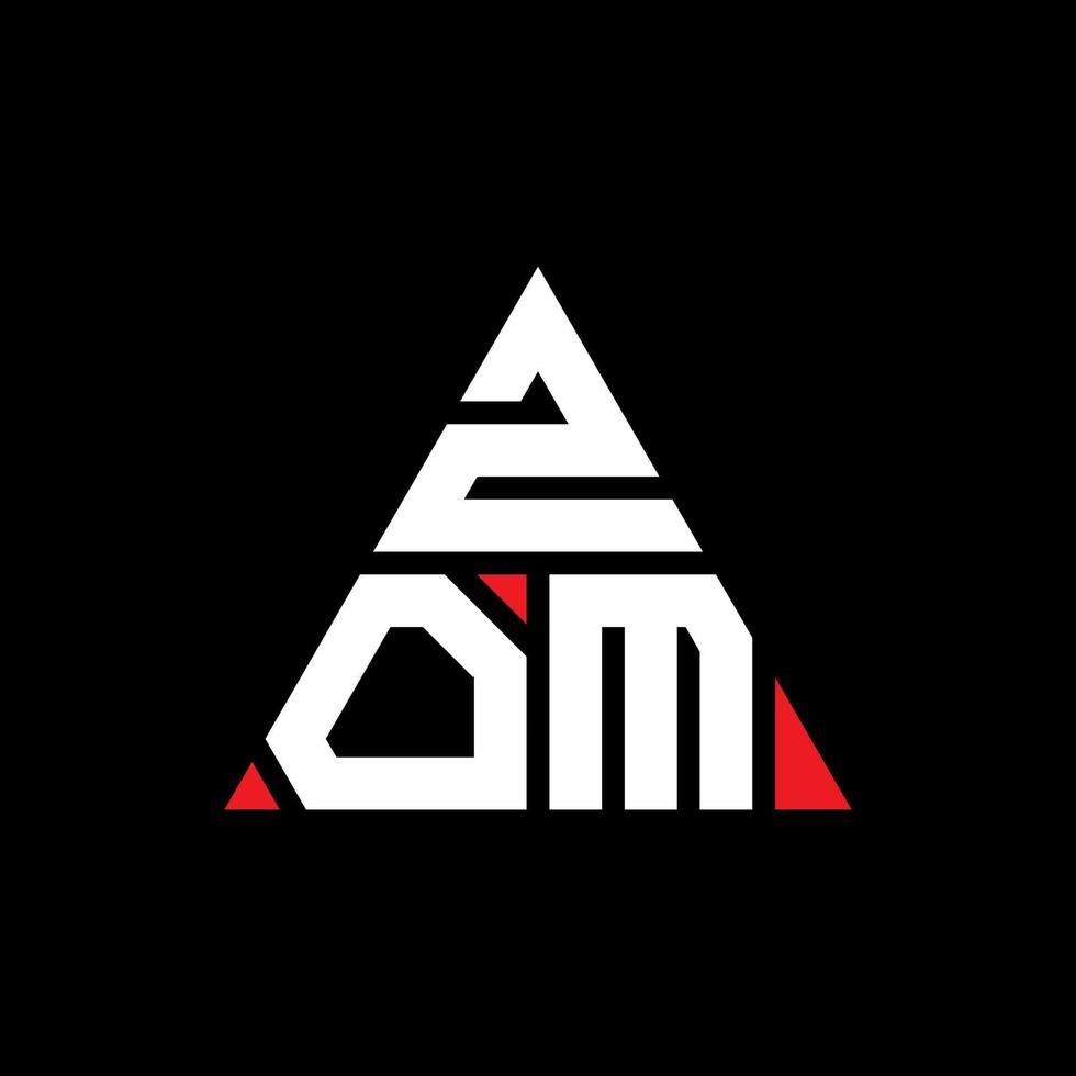 zom triangolo lettera logo design con forma triangolare. zom triangolo logo design monogramma. modello di logo vettoriale triangolo zom con colore rosso. zom logo triangolare logo semplice, elegante e lussuoso.