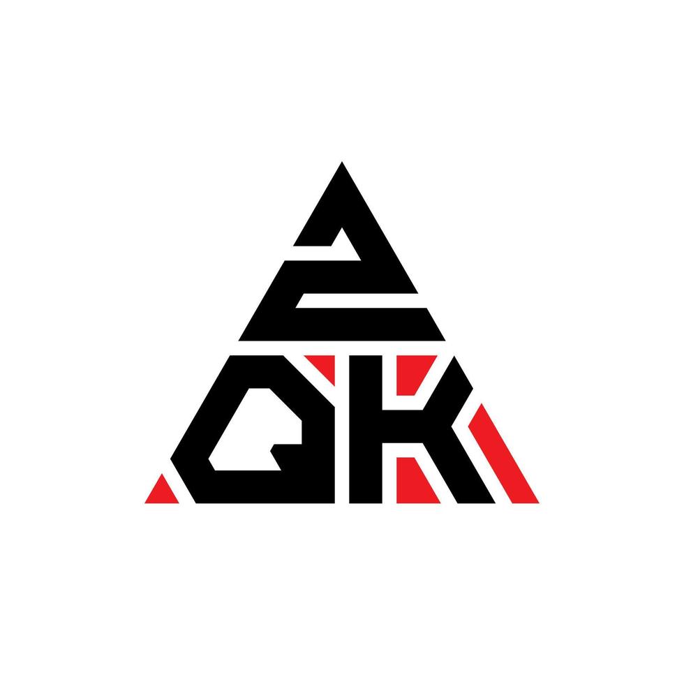 design del logo della lettera del triangolo zqk con forma triangolare. zqk triangolo logo design monogramma. modello di logo vettoriale triangolo zqk con colore rosso. logo triangolare zqk logo semplice, elegante e lussuoso.
