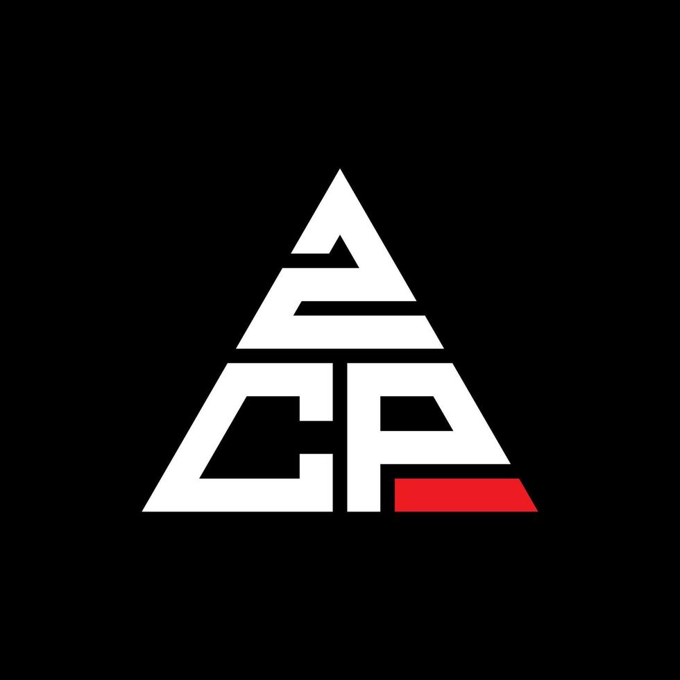 design del logo della lettera triangolare zcp con forma triangolare. zcp triangolo logo design monogramma. modello di logo vettoriale triangolo zcp con colore rosso. logo triangolare zcp logo semplice, elegante e lussuoso.