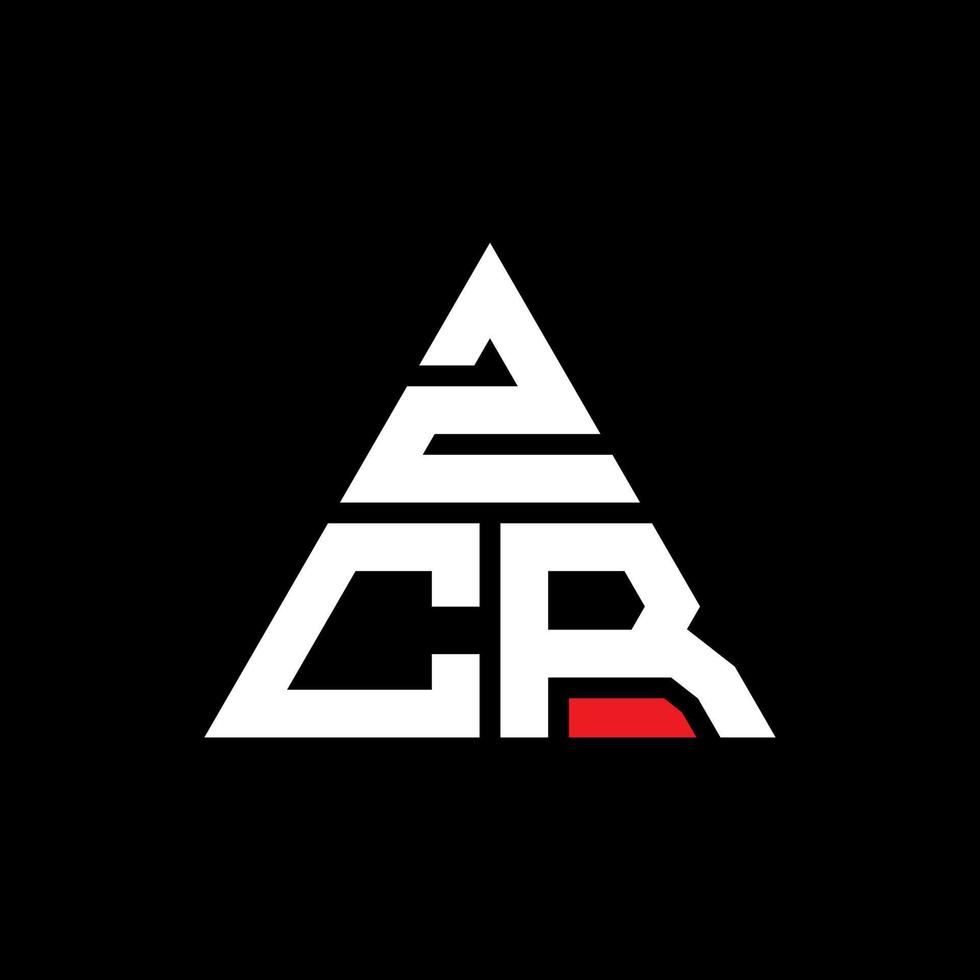 design del logo della lettera del triangolo zcr con forma triangolare. zcr triangolo logo design monogramma. modello di logo vettoriale triangolo zcr con colore rosso. logo triangolare zcr logo semplice, elegante e lussuoso.