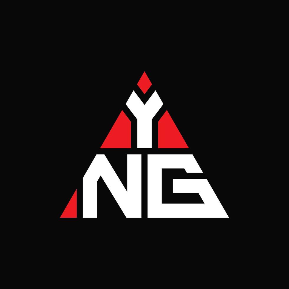 design del logo della lettera del triangolo yng con forma triangolare. yng triangolo logo design monogramma. modello di logo vettoriale triangolo yng con colore rosso. yng logo triangolare logo semplice, elegante e lussuoso.