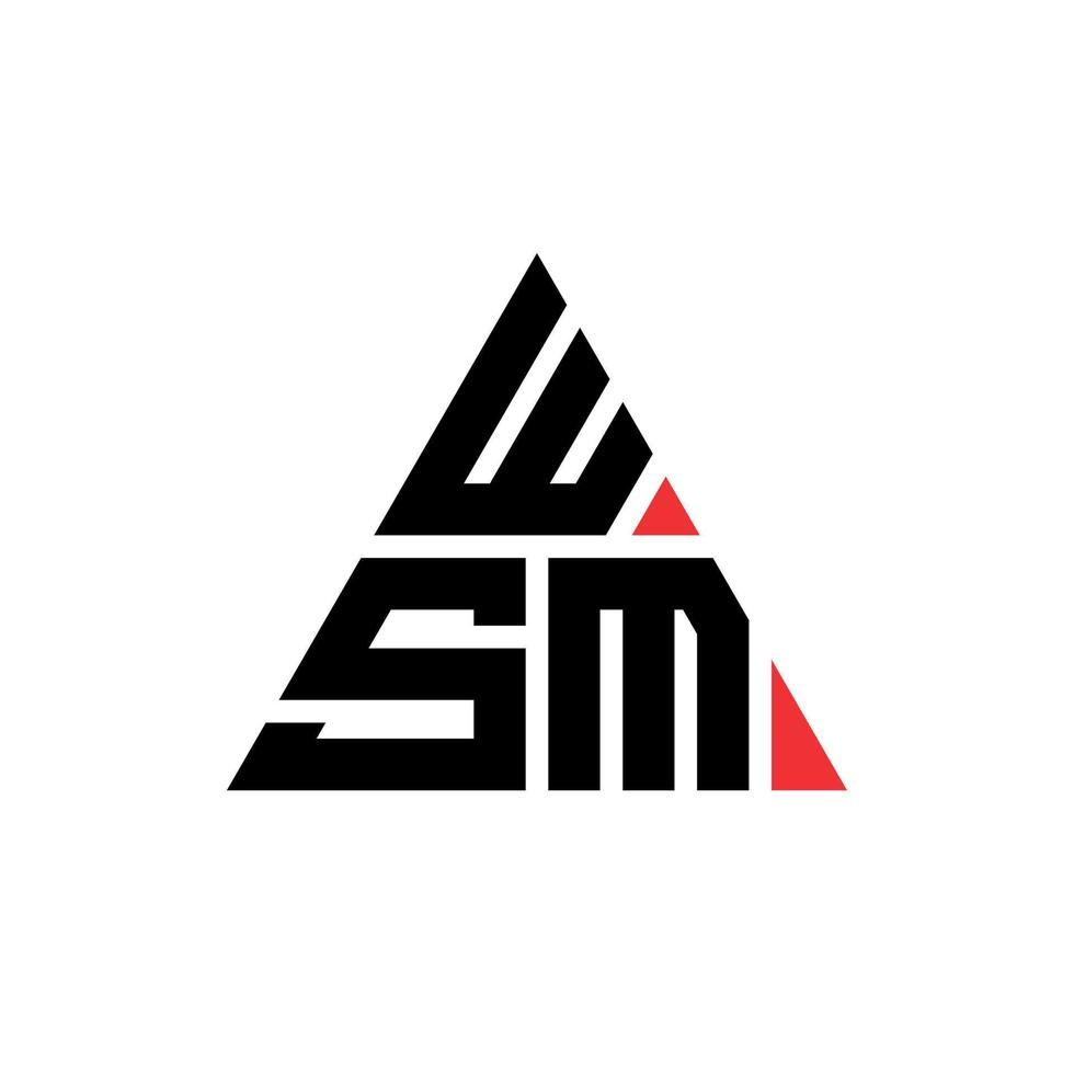 logo della lettera triangolare wsm con forma triangolare. monogramma di design del logo del triangolo wsm. modello di logo vettoriale triangolo wsm con colore rosso. logo triangolare wsm logo semplice, elegante e lussuoso.