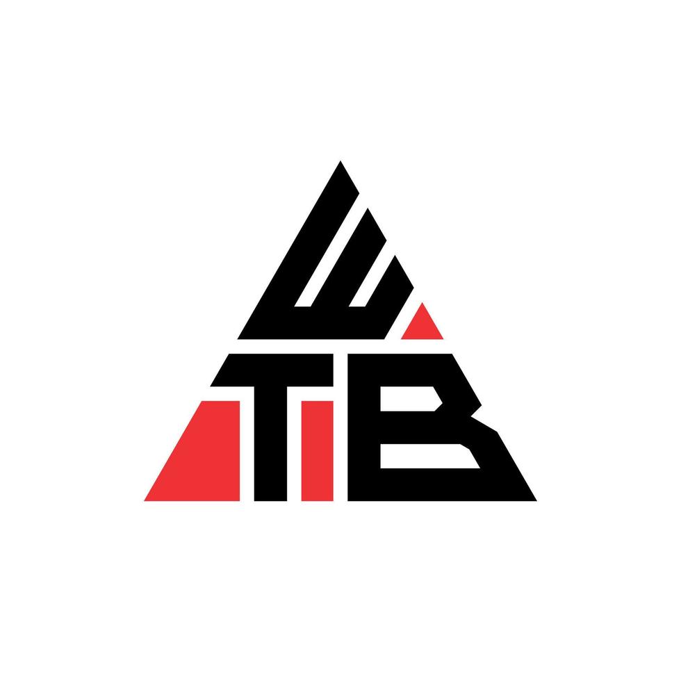 wtb triangolo logo design lettera con forma triangolare. wtb triangolo logo design monogramma. modello di logo vettoriale triangolo wtb con colore rosso. logo triangolare wtb logo semplice, elegante e lussuoso.