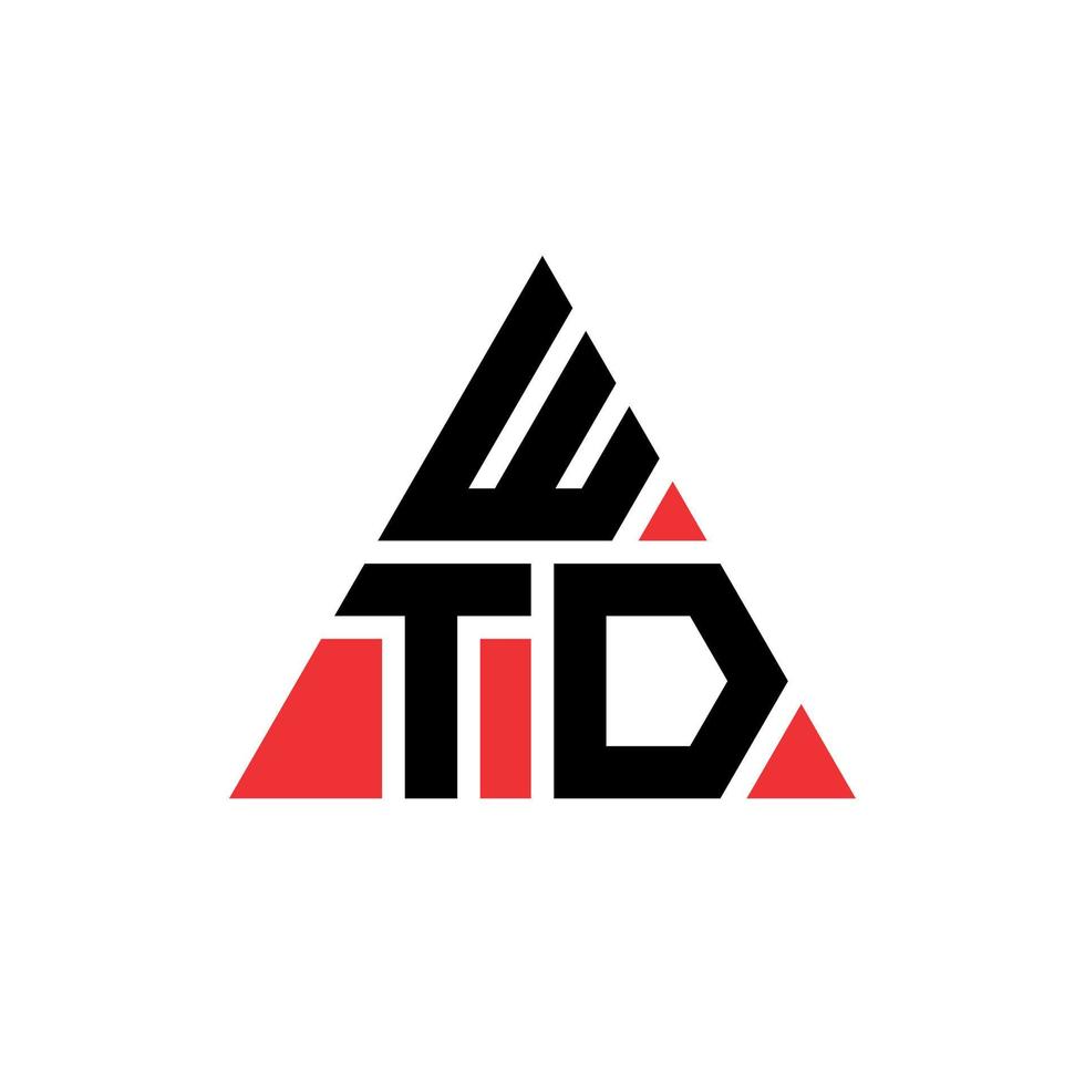 wtd design del logo della lettera triangolare con forma triangolare. wtd triangolo logo design monogramma. modello di logo vettoriale triangolo wtd con colore rosso. wtd logo triangolare logo semplice, elegante e lussuoso.