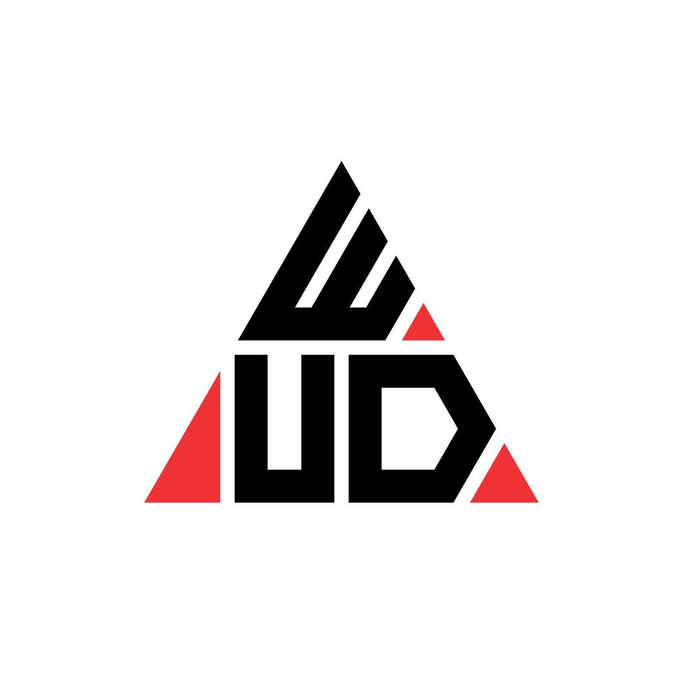 logo della lettera del triangolo wud con forma triangolare. wud triangolo logo design monogramma. modello di logo vettoriale triangolo wud con colore rosso. logo triangolare wud logo semplice, elegante e lussuoso.