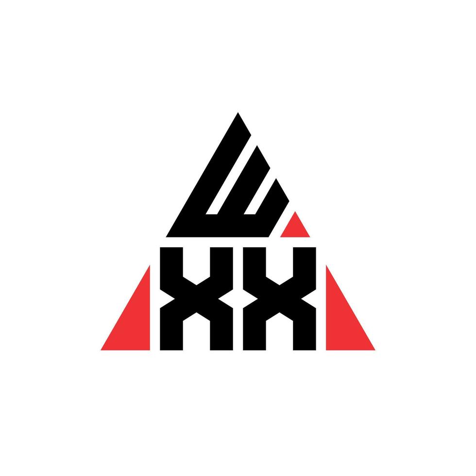 logo della lettera del triangolo wxx con forma triangolare. monogramma del design del logo del triangolo wxx. modello di logo vettoriale triangolo wxx con colore rosso. logo triangolare wxx logo semplice, elegante e lussuoso.