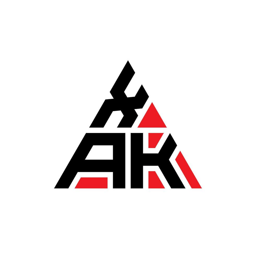 xak triangolo lettera logo design con forma triangolare. xak triangolo logo design monogramma. modello di logo vettoriale triangolo xak con colore rosso. xak logo triangolare logo semplice, elegante e lussuoso.