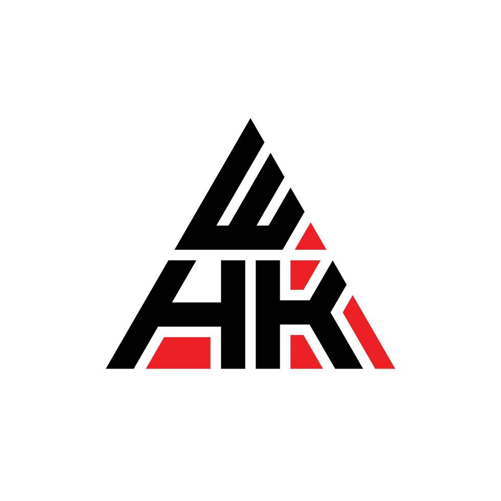 whk design del logo della lettera triangolare con forma triangolare. whk monogramma del design del logo del triangolo. whk modello di logo vettoriale triangolo con colore rosso. whk logo triangolare logo semplice, elegante e lussuoso. whk