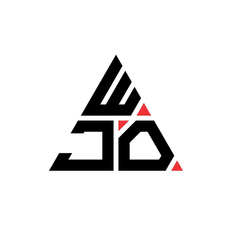 design del logo della lettera triangolare wjo con forma triangolare. wjo triangolo logo design monogramma. modello di logo vettoriale triangolo wjo con colore rosso. logo triangolare wjo logo semplice, elegante e lussuoso.