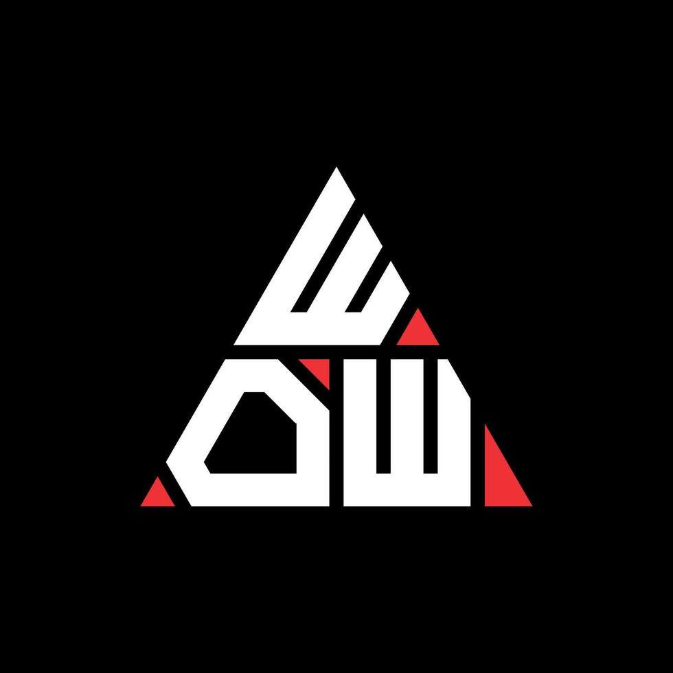 wow design del logo della lettera triangolare con forma triangolare. monogramma wow triangolo logo design. wow modello di logo vettoriale triangolo con colore rosso. wow logo triangolare logo semplice, elegante e lussuoso.