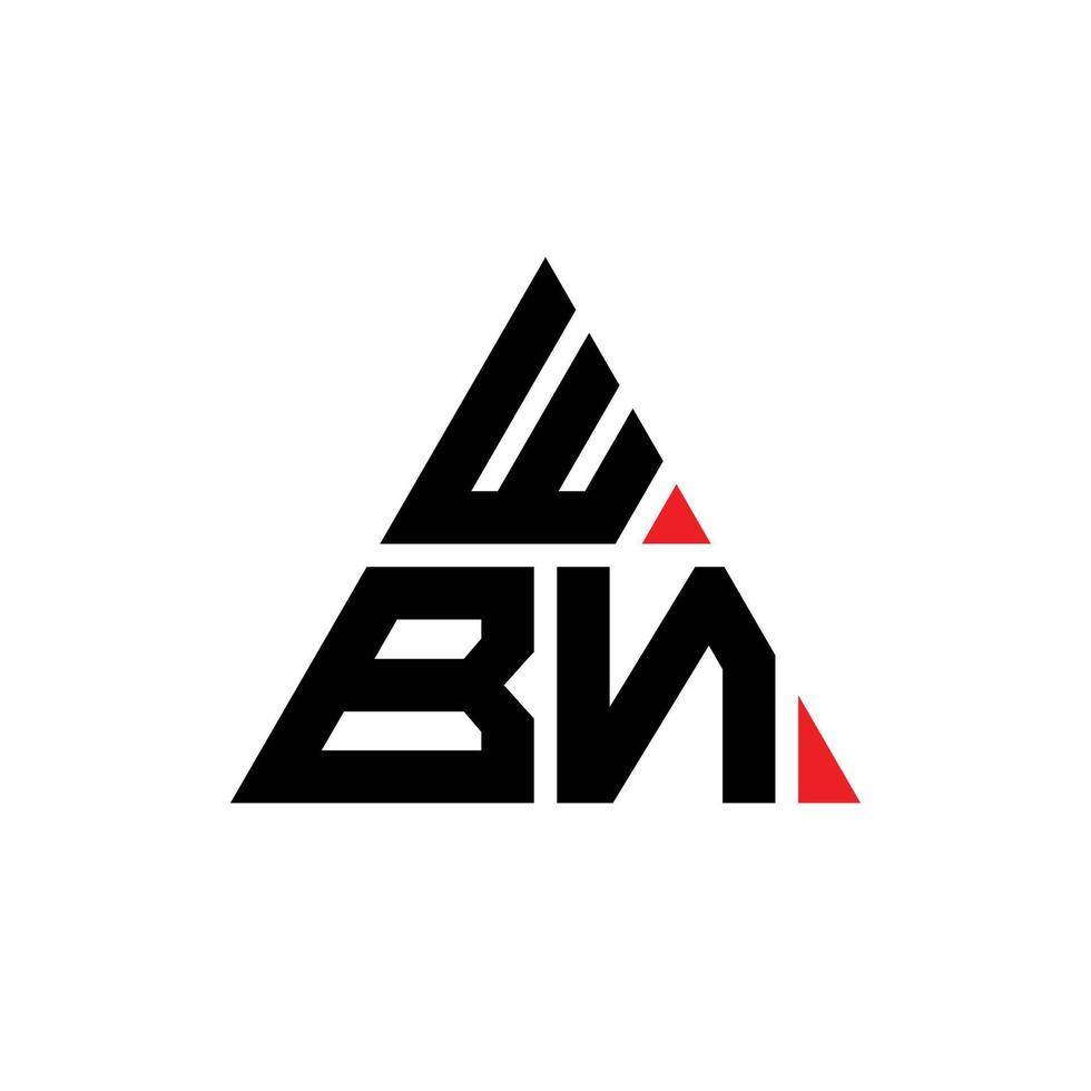 design del logo della lettera triangolare wbn con forma triangolare. monogramma wbn triangolo logo design. modello di logo vettoriale triangolo wbn con colore rosso. logo triangolare wbn logo semplice, elegante e lussuoso. wbn