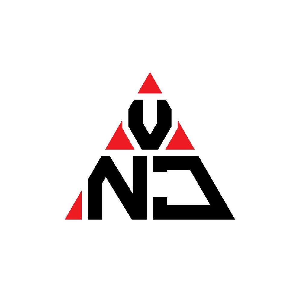 design del logo della lettera del triangolo vnj con forma triangolare. monogramma vnj triangolo logo design. modello di logo vettoriale triangolo vnj con colore rosso. logo triangolare vnj logo semplice, elegante e lussuoso.