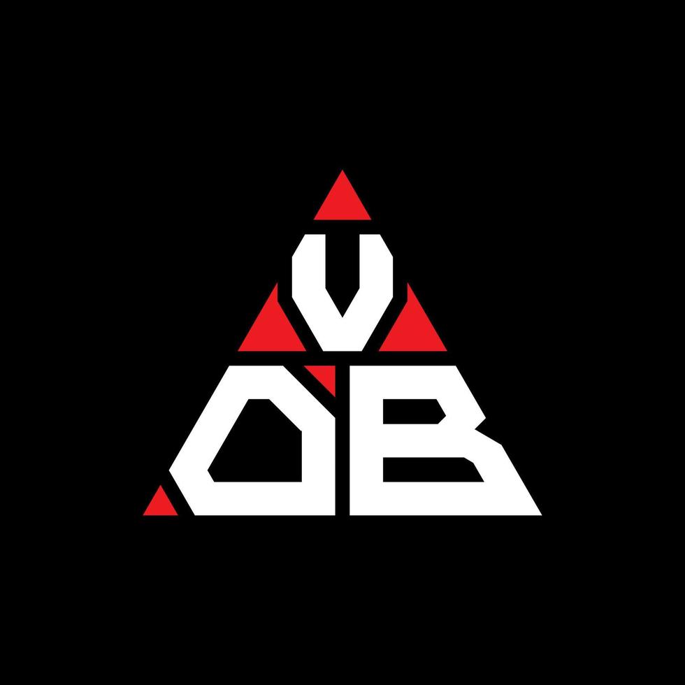 design del logo della lettera triangolare vob con forma triangolare. monogramma vob triangolo logo design. modello di logo vettoriale triangolo vob con colore rosso. logo triangolare vob logo semplice, elegante e lussuoso.