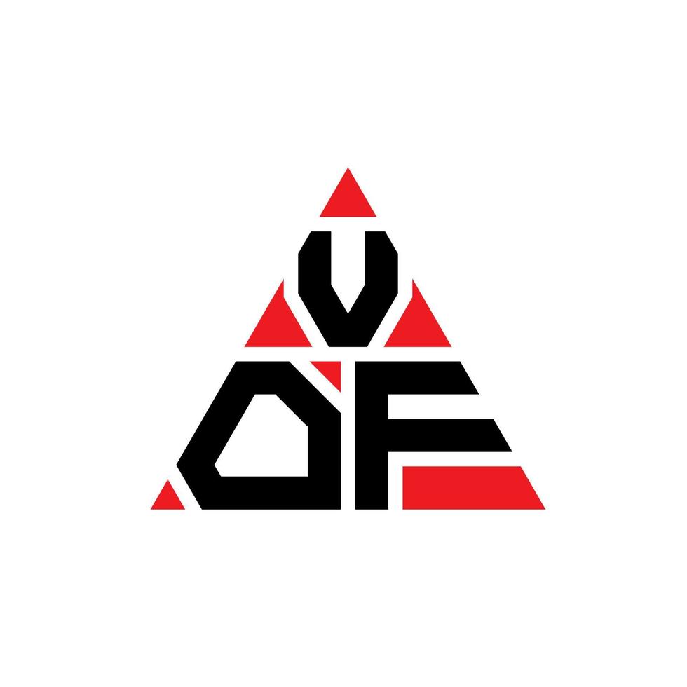 vof triangolo logo design lettera con forma triangolare. vof triangolo logo design monogramma. modello di logo vettoriale triangolo vof con colore rosso. vof logo triangolare logo semplice, elegante e lussuoso.