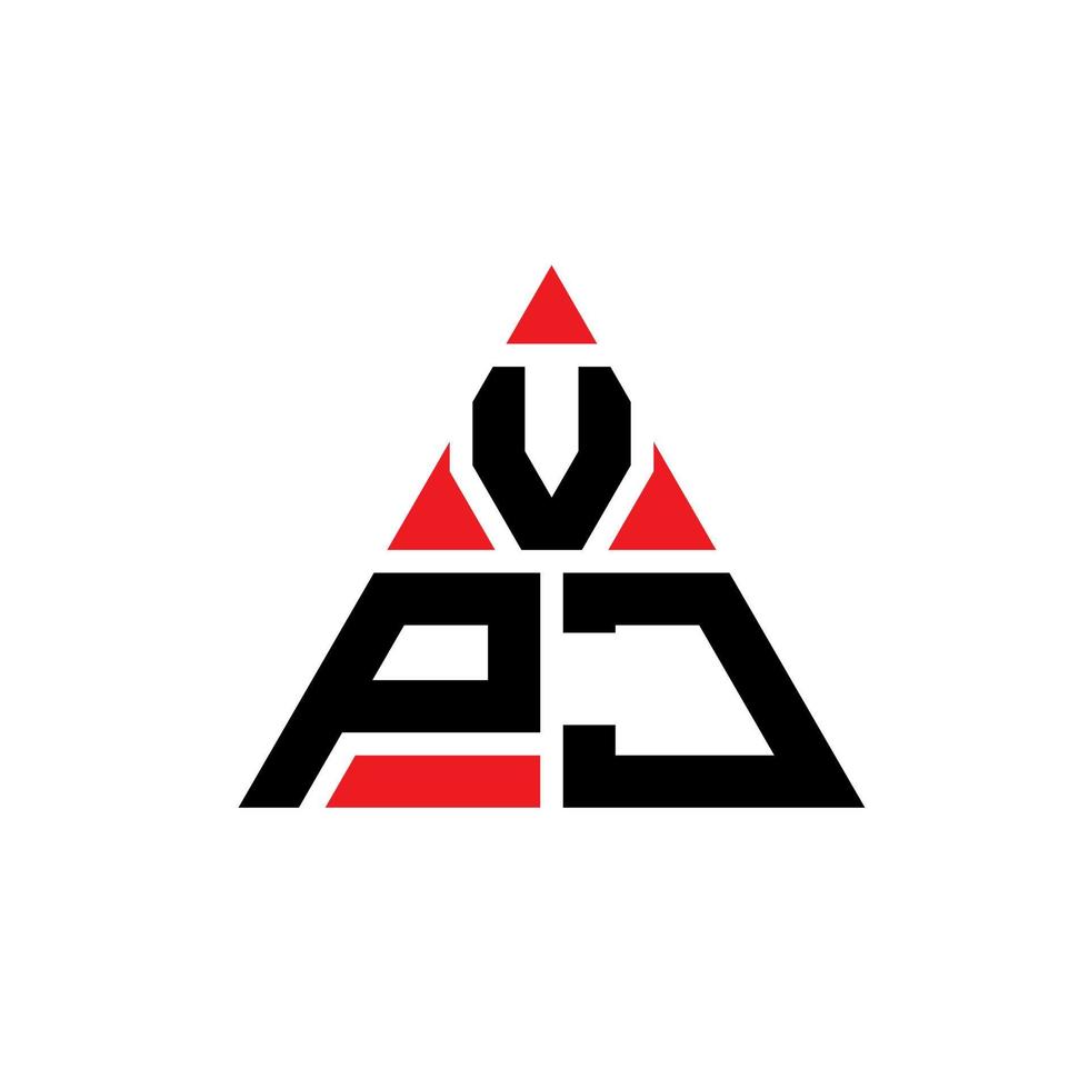 design del logo della lettera del triangolo vpj con forma triangolare. monogramma di design del logo del triangolo vpj. modello di logo vettoriale triangolo vpj con colore rosso. logo triangolare vpj logo semplice, elegante e lussuoso.