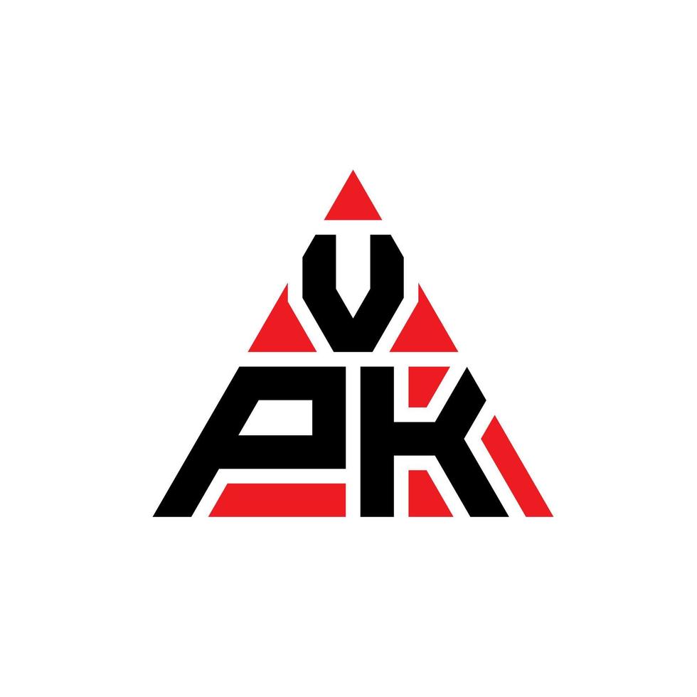 design del logo della lettera del triangolo vpk con forma triangolare. monogramma di design del logo del triangolo vpk. modello di logo vettoriale triangolo vpk con colore rosso. logo triangolare vpk logo semplice, elegante e lussuoso.