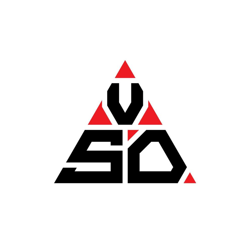 design del logo della lettera triangolo vso con forma triangolare. monogramma di design del logo triangolo vso. modello di logo vettoriale triangolo vso con colore rosso. logo triangolare vso logo semplice, elegante e lussuoso.