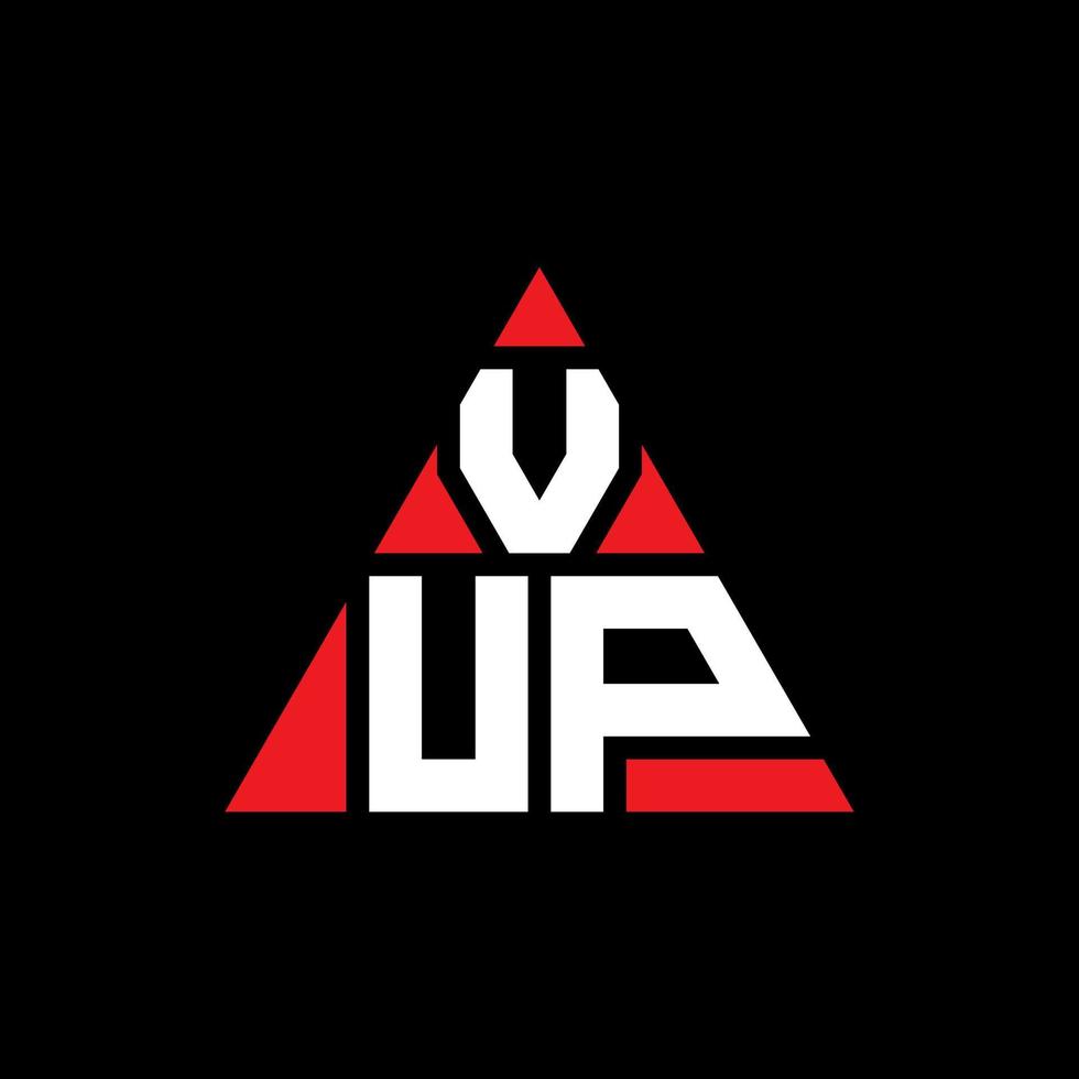 design del logo della lettera triangolo vup con forma triangolare. vup triangolo logo design monogramma. modello di logo vettoriale triangolo vup con colore rosso. vup logo triangolare logo semplice, elegante e lussuoso.