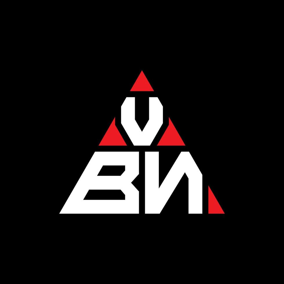 design del logo della lettera del triangolo vbn con forma triangolare. monogramma di design del logo del triangolo vbn. modello di logo vettoriale triangolo vbn con colore rosso. logo triangolare vbn logo semplice, elegante e lussuoso.