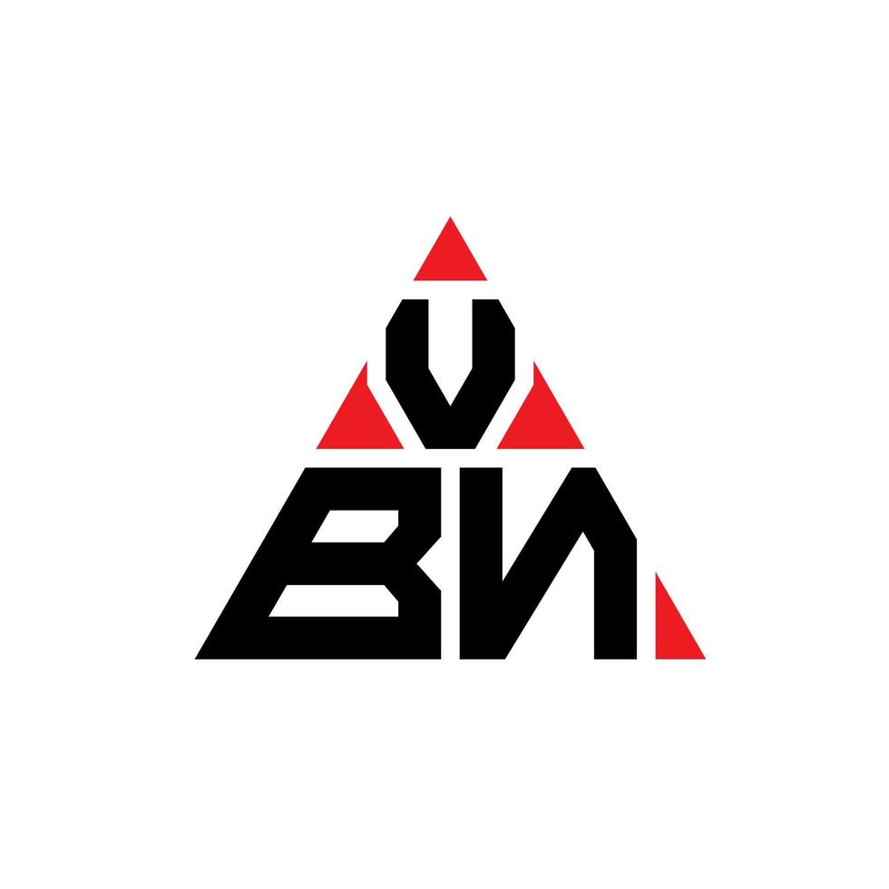 design del logo della lettera del triangolo vbn con forma triangolare. monogramma di design del logo del triangolo vbn. modello di logo vettoriale triangolo vbn con colore rosso. logo triangolare vbn logo semplice, elegante e lussuoso.