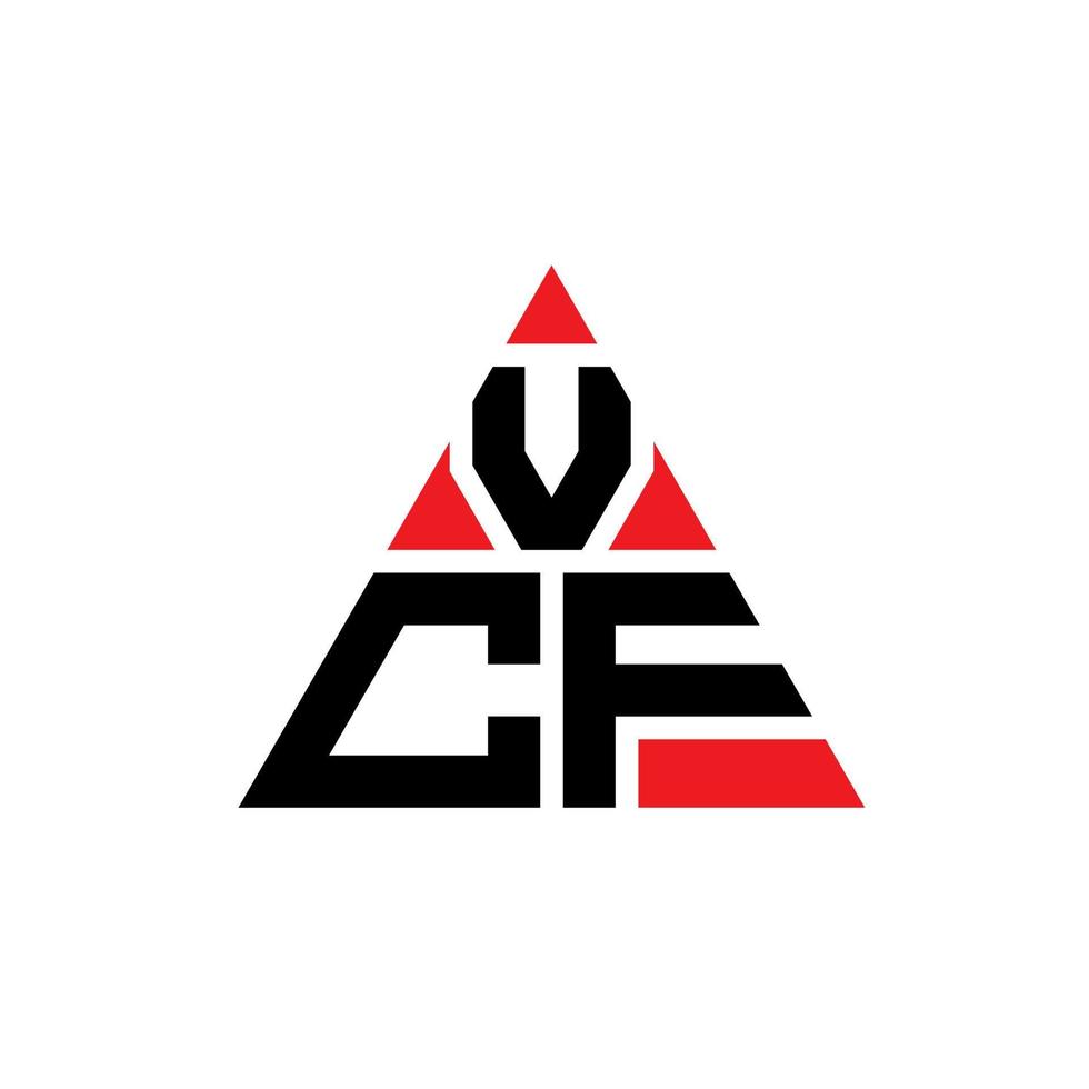 design del logo della lettera triangolare vcf con forma triangolare. monogramma di design del logo del triangolo vcf. modello di logo vettoriale triangolo vcf con colore rosso. logo triangolare vcf logo semplice, elegante e lussuoso.