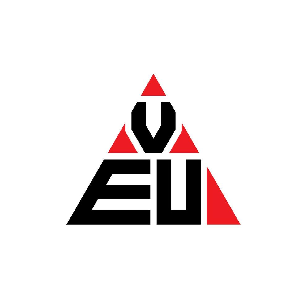 veu triangolo logo design lettera con forma triangolare. veu triangolo logo design monogramma. modello di logo vettoriale triangolo veu con colore rosso. veu logo triangolare logo semplice, elegante e lussuoso.