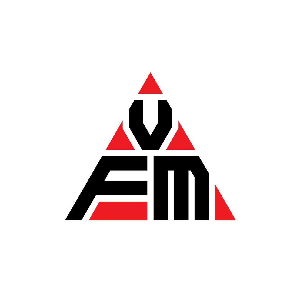 design del logo della lettera triangolare vfm con forma triangolare. monogramma di design del logo del triangolo vfm. modello di logo vettoriale triangolo vfm con colore rosso. logo triangolare vfm logo semplice, elegante e lussuoso.