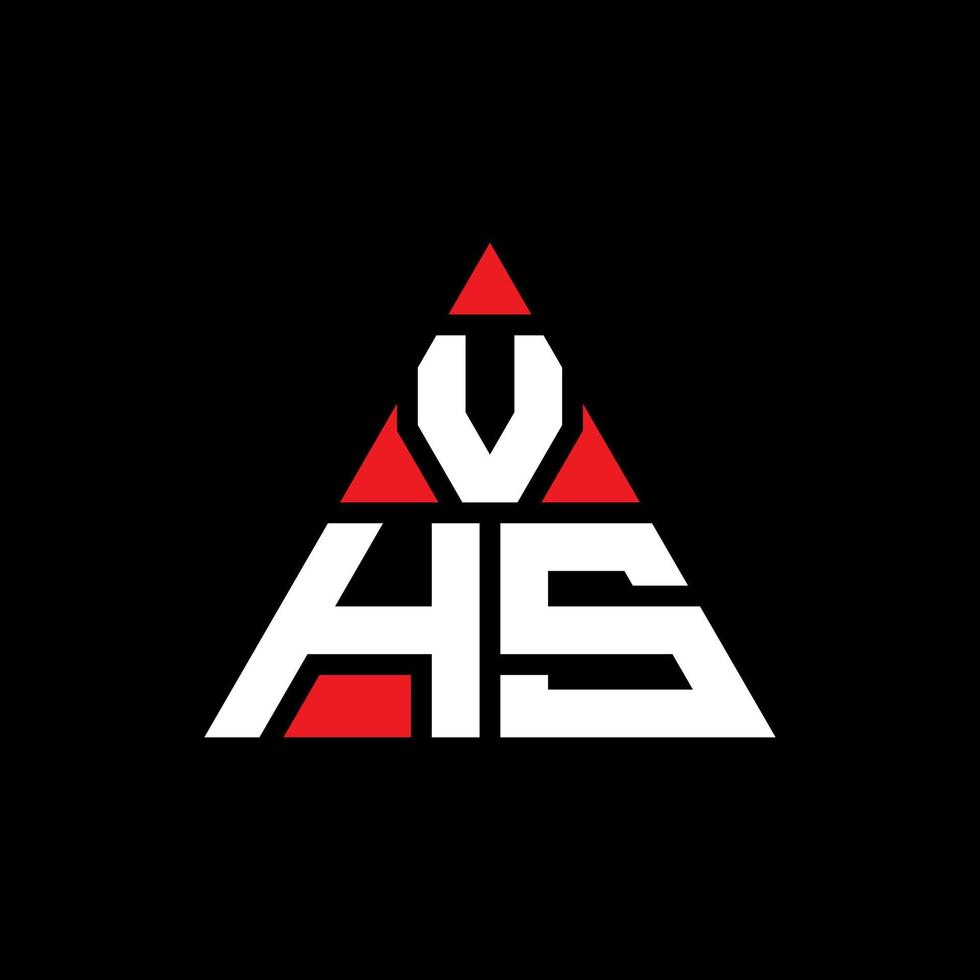 design del logo della lettera del triangolo vhs con forma triangolare. vhs triangolo logo design monogramma. modello di logo vettoriale triangolo vhs con colore rosso. logo triangolare vhs logo semplice, elegante e lussuoso.