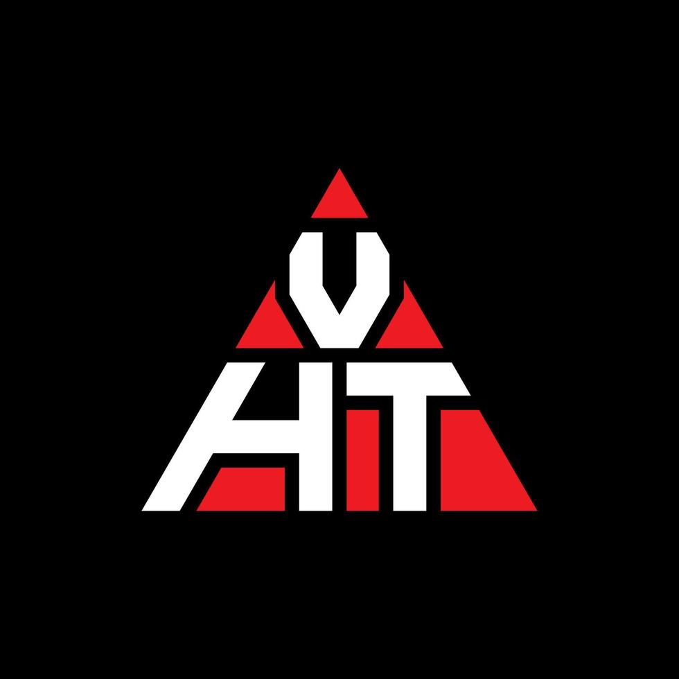 design del logo della lettera del triangolo vht con forma triangolare. vht triangolo logo design monogramma. modello di logo vettoriale triangolo vht con colore rosso. vht logo triangolare logo semplice, elegante e lussuoso.